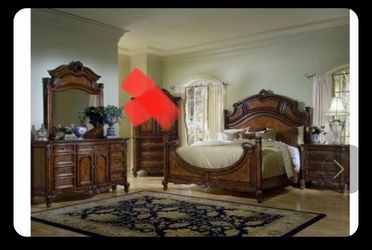 2 night stands, dresser with a mirror, tall boy and headboard