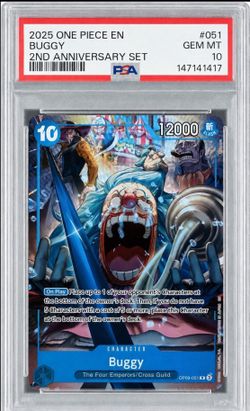 PSA 10 Buggy 2nd Anniversary One Piece Card OP09-051 GEM MINT