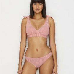 Ralph Lauren CORAL  REEF Stripe Bikini Underwire Sz 12