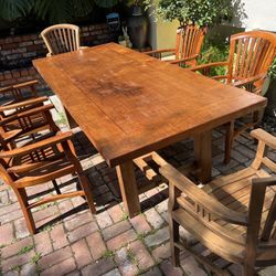 Rectangular Solid Teak Table And 8 Matching Teak Chairs Made By Wooden Duck In Berkeley 
