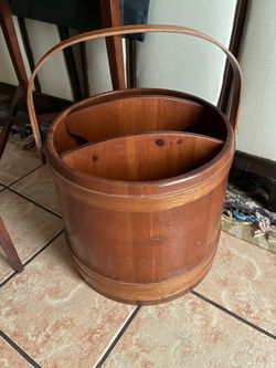 $150-Extra Large Firkin HUGE 14h X 15x15 Wood Two Dividers No Lid Antique