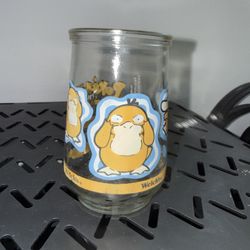 1999 Pokemon #54 PSYDUCK Welchs Jelly Jar Glass Cup Vintage Game Freak 4"
