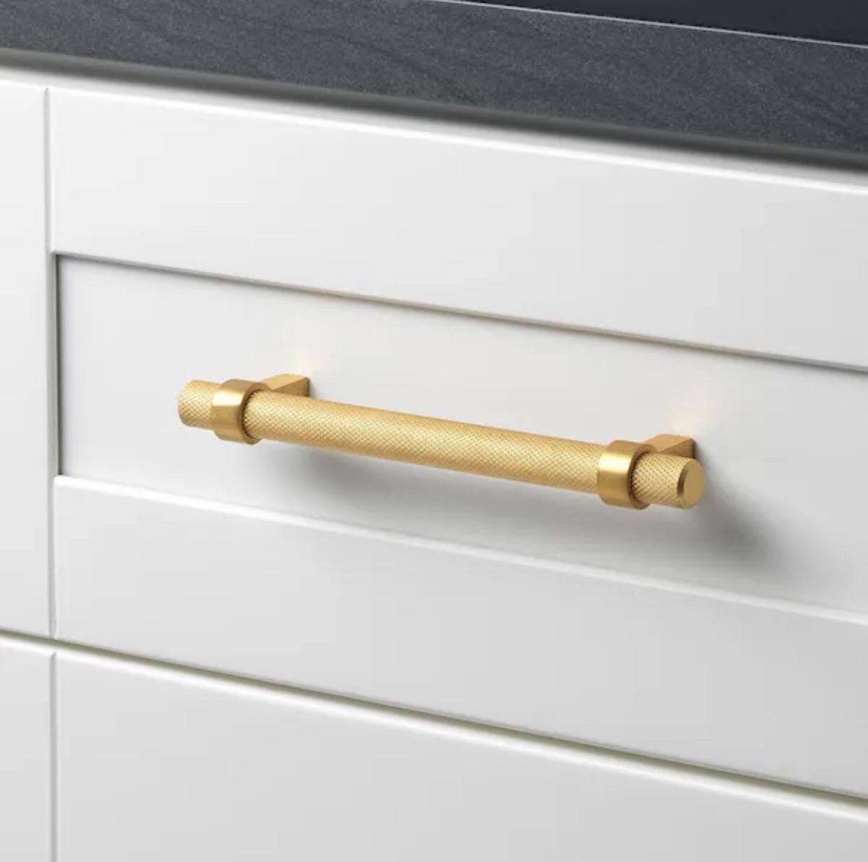 Gliderite Hardware 5 in. (128 mm ) Center to Center Brass Gold Knurled Bar Pull (10 Pack )