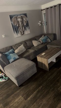 Grey Suede Couch $175 Firm