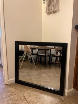 35 x 31 inch solid wood black large big mirror x 2