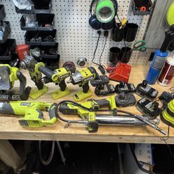 Ryobi 18v Tools Drill, Impact, Grease gun and More