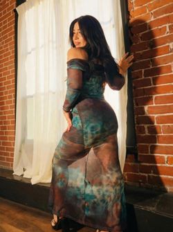 Dark green off the shoulder dress