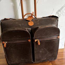 Bric’s Designer Leather Suit Rolling Bag