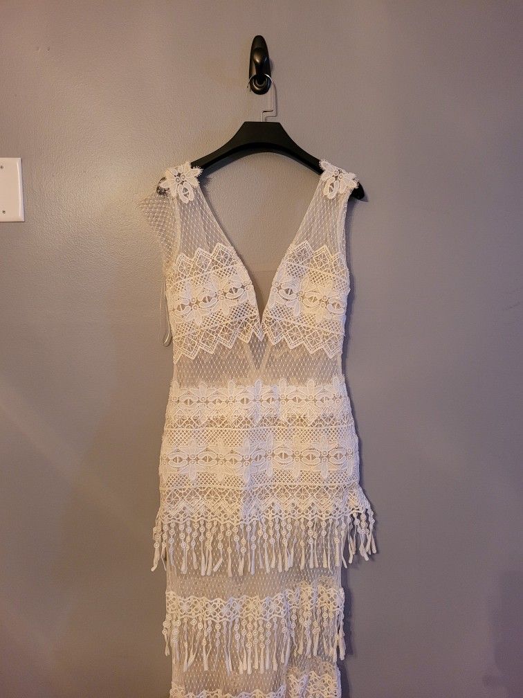 Fabiana Milazzo ,White Long Dress, Size 38, Like M