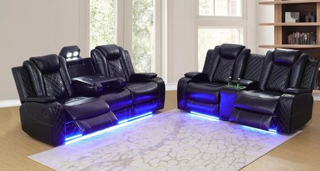 💥FREE DELIVERY💥Brand New POWER, LED, USB  2PC Reclining Sofa Loveseat Set 