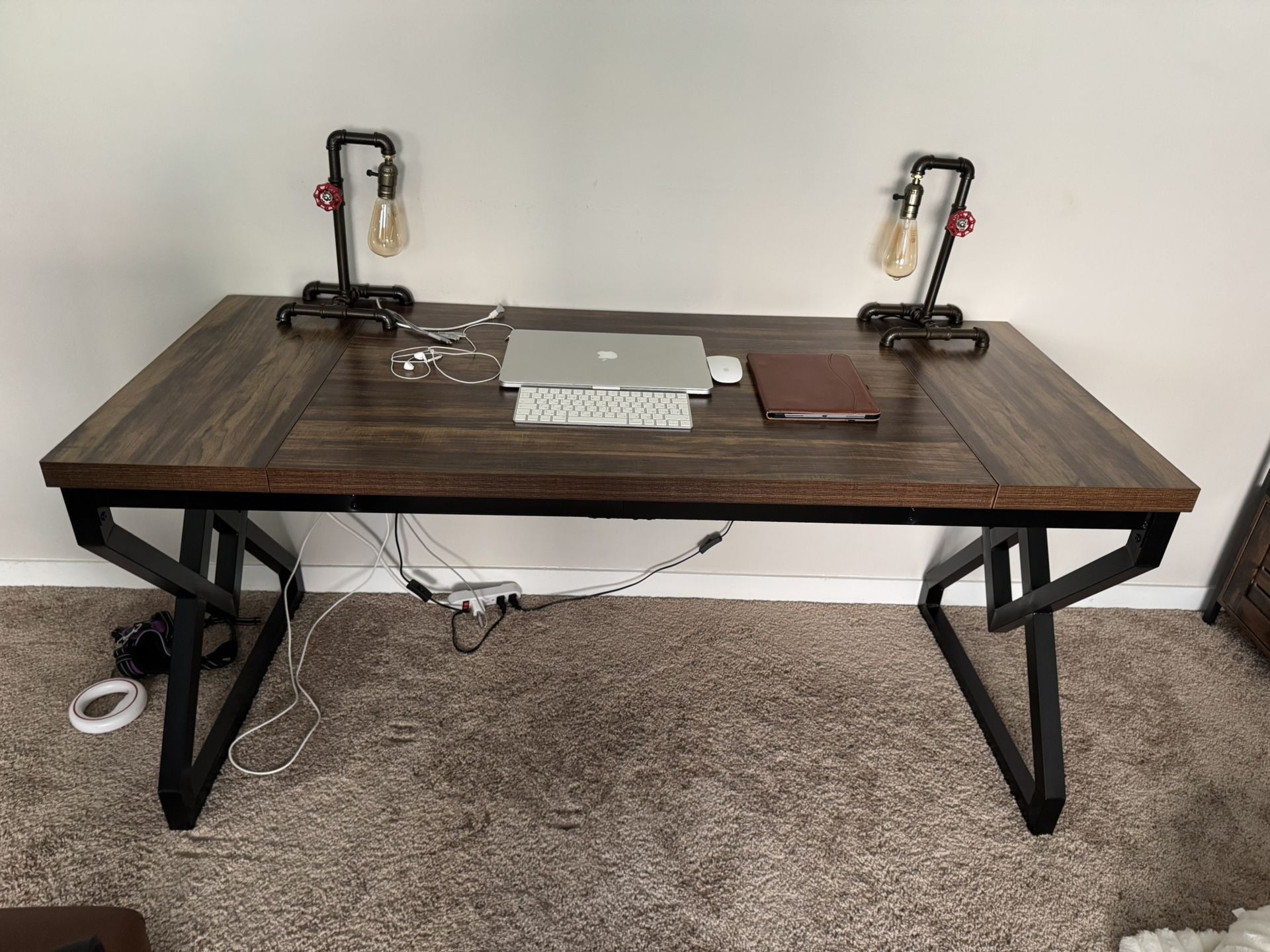 Executive Desk Large Computer Desk for Home Office Writing Table Writing Study Desk Metal Frame 63”