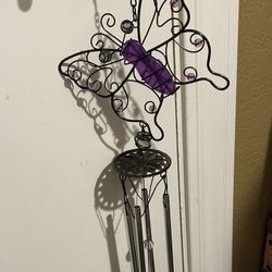 Large Colorful Purple Butterfly Wind Chime