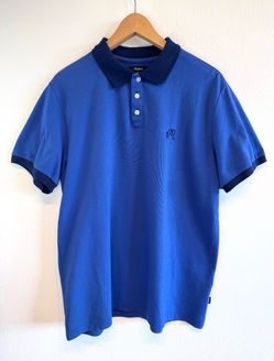 Malbon Contrast Polo Short Sleeve Cotton Blend Blue Breathable Golf Medium
