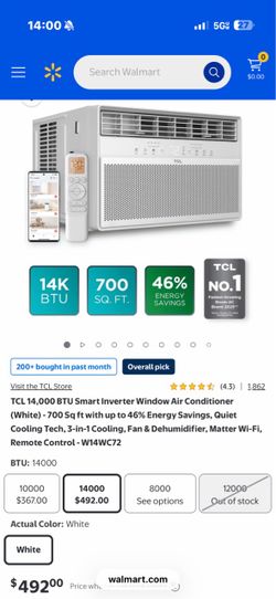 TCL 14,000 BTU Smart Window Air Conditioner