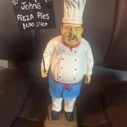 Vintage Chef Carrying  A pizza Sign