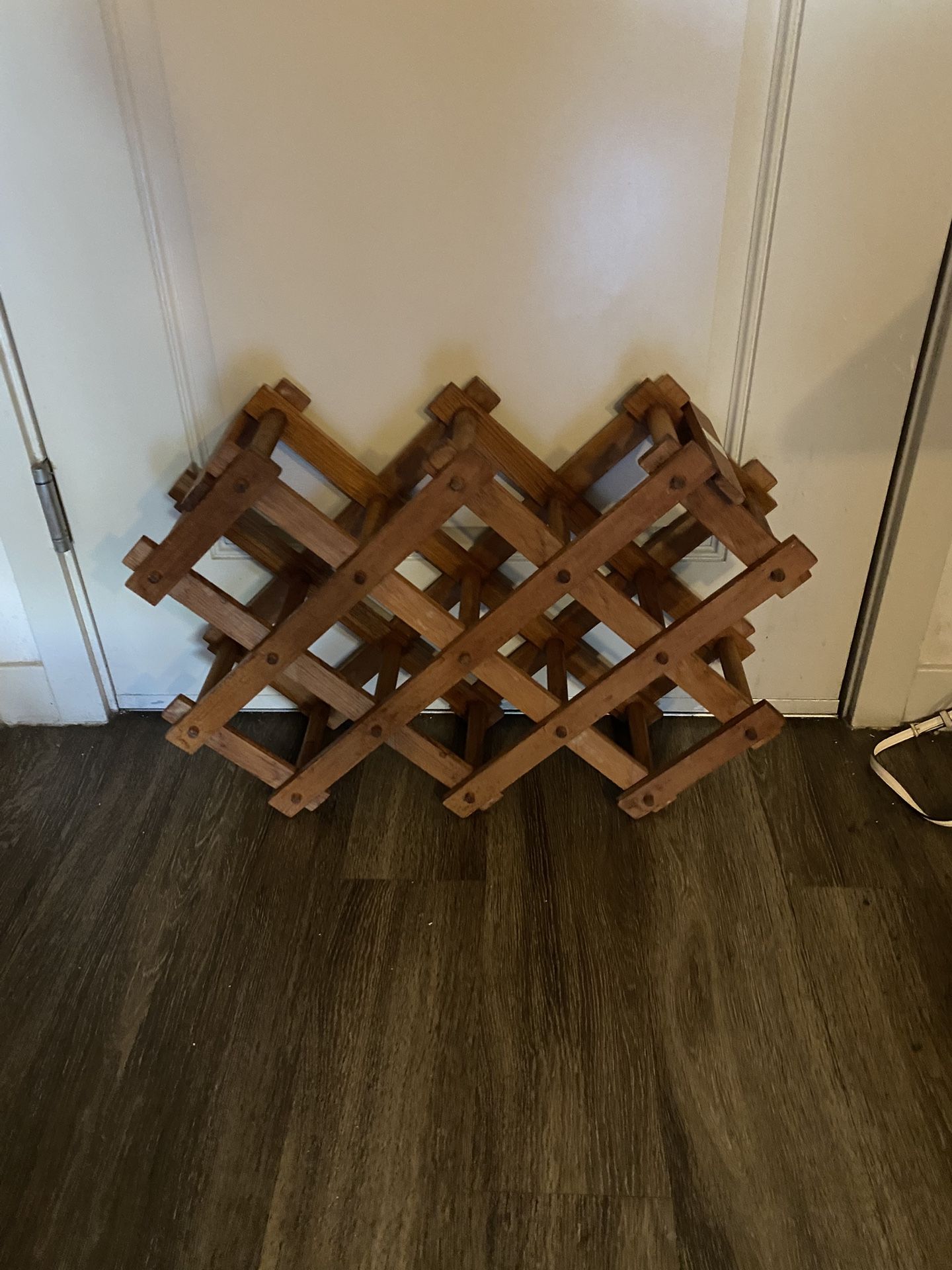 Vintage Genuine Teak Wood Wine Rack
