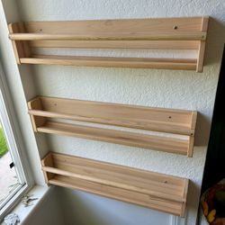 Natural Wood Wall Bookshelves