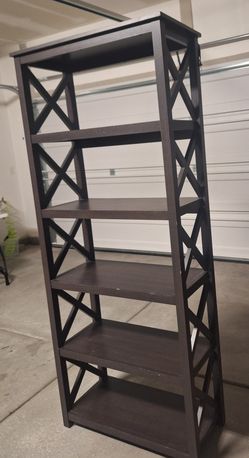 5 Shelf Bookcase With Distinctive X Pattern Side Panels72"H