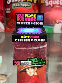 NeeDoh Nice Cube Glitter and Glow, Nee Doh Squishy, Glowing Nice Cube Pink