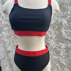 Black and Red Women's two piece Swim Set size Large