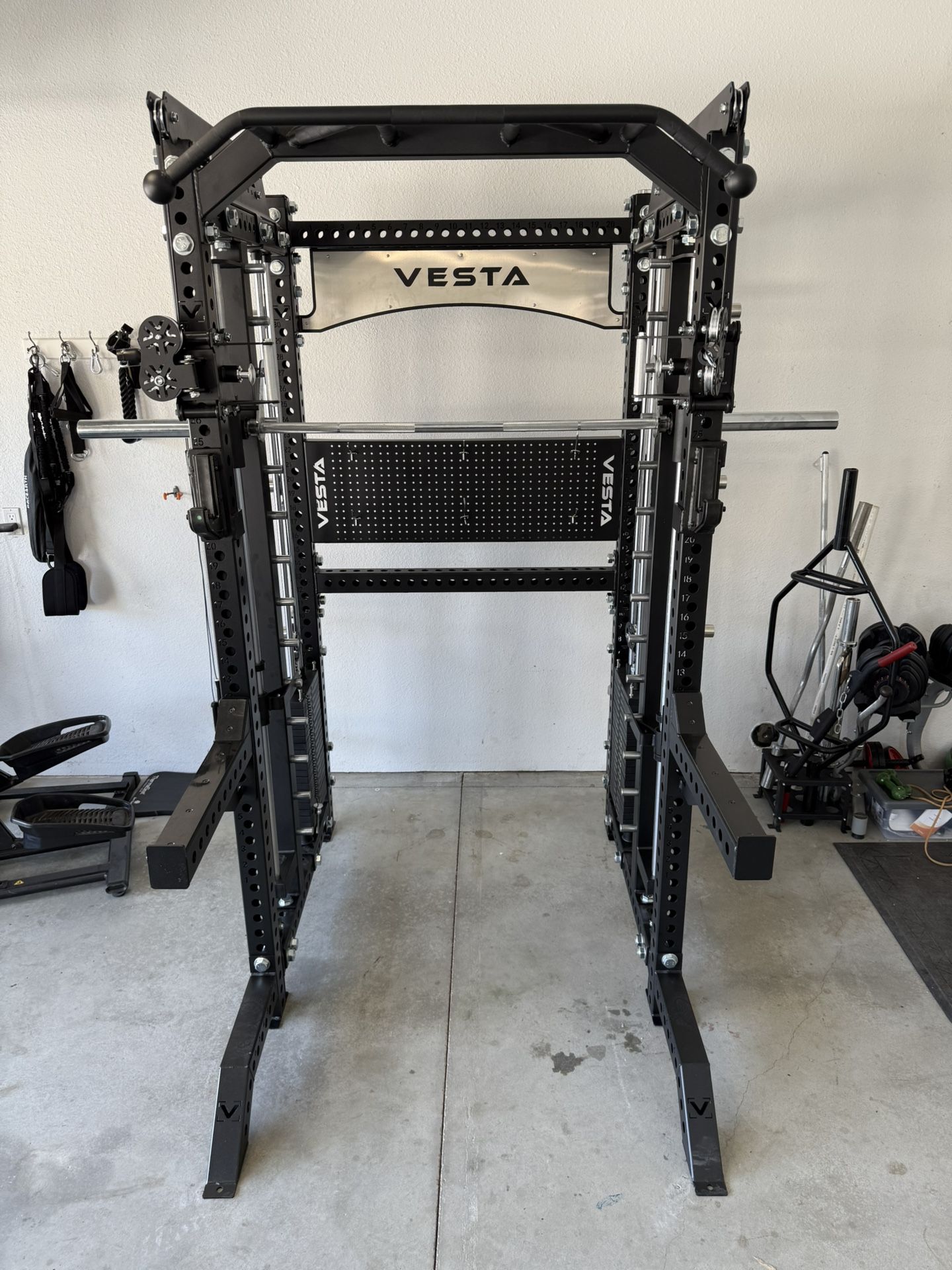 PRO SERIES Ultimate 3-1 Half Rack Functional Trainer w/Smith Machine Bar | 400lb Stack | Gym Equipment | Fitness | Commercial | Squat Rack