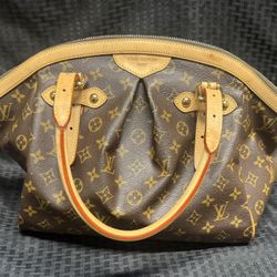 Authentic Louis Vuitton Monogram Brown Leather Tivoli GM Handbag M40144