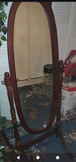 Standing Full Length Swivel Wooden Mirror