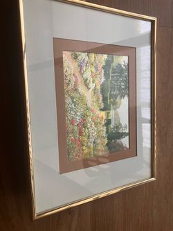 Vintage Metallic Foil Garden Wall Art Framed 11x14