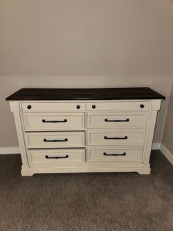 Two Tone Wood Dresser with 8 Drawers