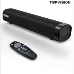 TOPVISION Sound Bar for TV, Soundbar with Subwoofer, Wired & Wireless Bluetooth 5.0 3D Surround Speakers, Optical/AUX/RCA/USB Connection, Wall Mountab