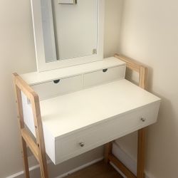 Cute Compact Vanity Desk  with mirror (mirror is removable)