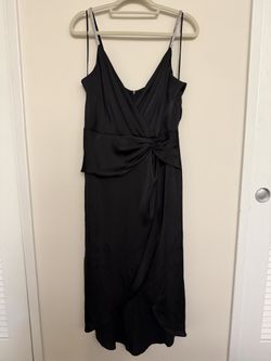 1.STATE Womens M Black Rhinestone Strap Draped Cocktail Evening Dress