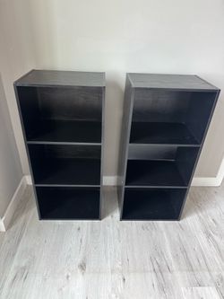 2 Matching Black 3-Shelf Bookcases / Storage Cubes - $40 for Both
