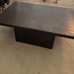Dark Walnut Wood Modern Pedestal Coffee Table