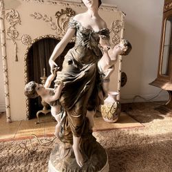 Vintage Ceramic/Metal Statue Woman And Children