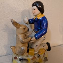 Staffordshire Boy & Bunny Figure 
