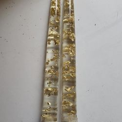 Vintage Lucite Candles W/ Gold Speckles 