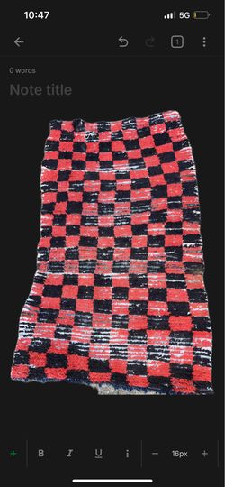 Wool Area Rug Handwoven with Checker Pattern