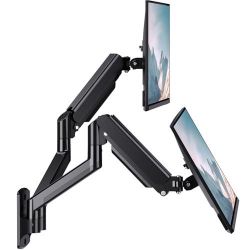 WALI Dual Monitor Wall Mount, Gas Spring Monitor Arm for 2 Screens up to 32 inch, 22 lbs. Fully Adjustable Arm Mounting Holes up to 100 x 100 (GSWM002