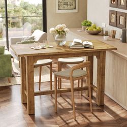 LD0051-Solid Wood Bar Tabl e, 63-Inch Long Counter Height Pub Tab le