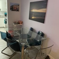  Glass Table + 6 Chairs  (IKEA Glass Chairs Are $115 Each) 
