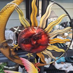 Colorful 23 In Metal Sun Moon Stars Wall Art 