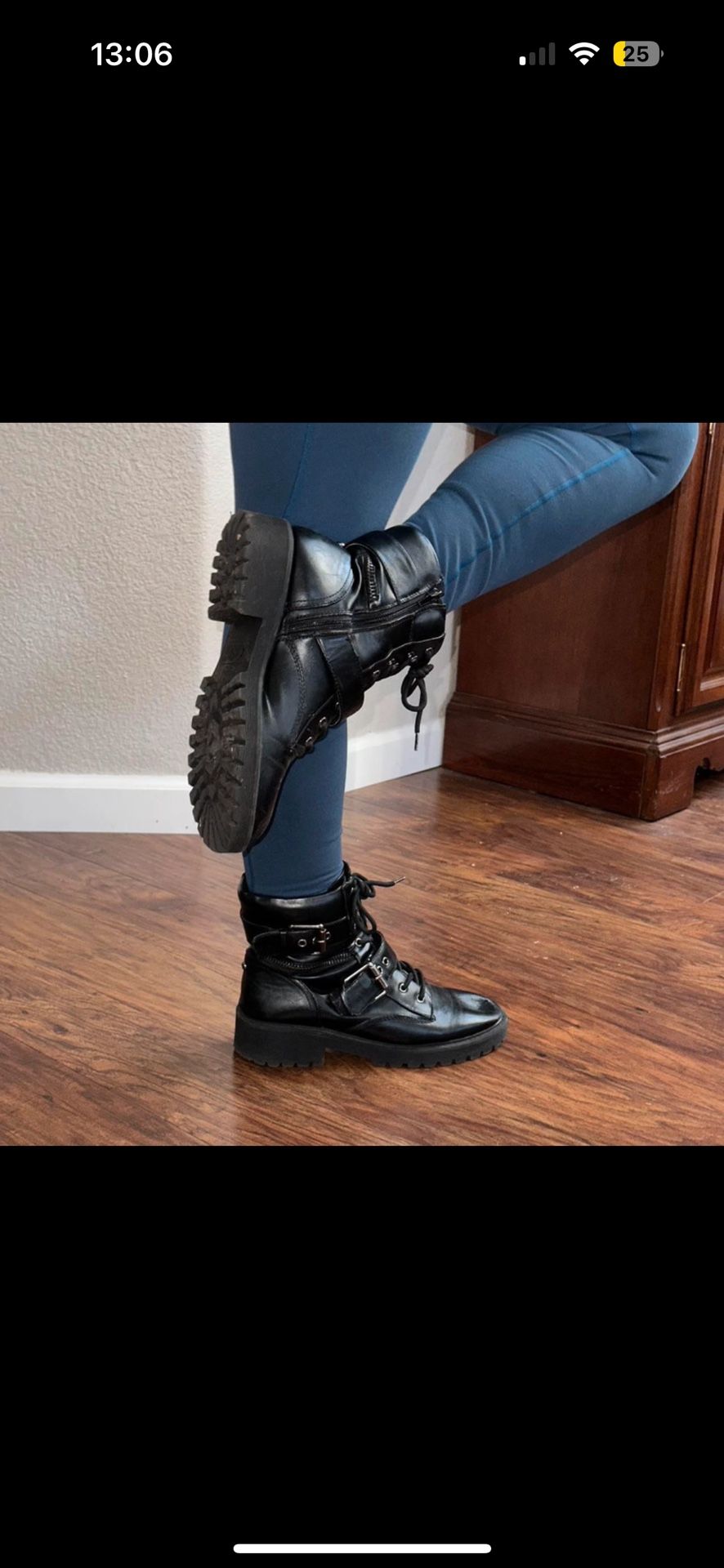 G by Guess black moto short ankle boots with buckles size 8.5!