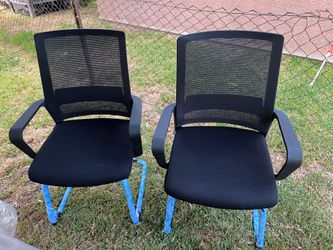 Pair of Black Mesh Office Guest Chairs, best offer