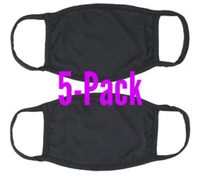 Black face mouth mask face protector 5-pack
