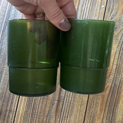 Vintage Green Plastic Cups 