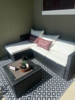 Outdoor Rattan Sectional Sofa Set with Coffee Table