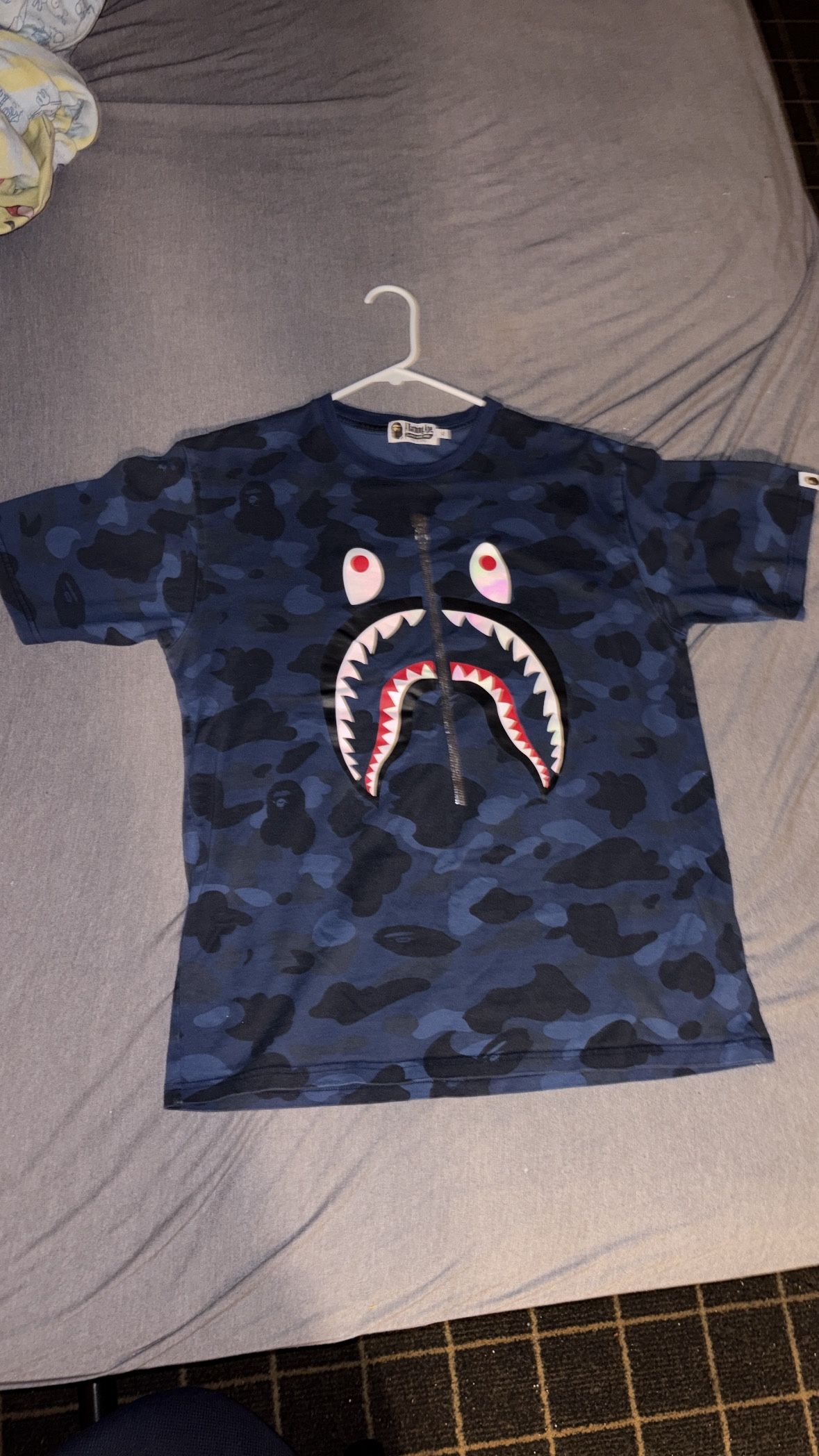 BAPE Navy Color Camo Shark T-Shirt Size XL