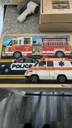 Dinosaur and emergency wooden puzzles