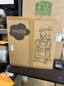 [182]. Collapsible Toddler Kitchen Step Stool With Chalkboard, Safety Rail, and Standing Tower for Kids 1-3
